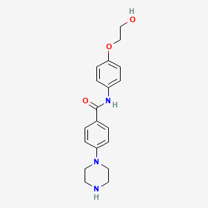 molecular formula C19H23N3O3 B8522675 Benzamide,n-[4-(2-hydroxyethoxy)phenyl]-4-(1-piperazinyl)- 