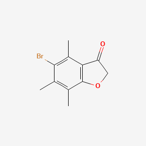 molecular formula C11H11BrO2 B8523375 5-bromo-4,6,7-trimethyl-1-benzofuran-3(2H)-one 