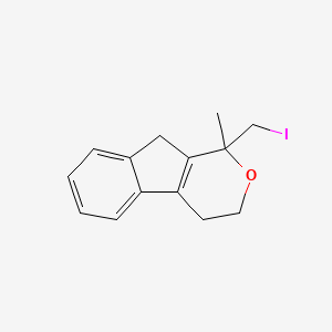 molecular formula C14H15IO B8523382 1-(Iodomethyl)-1-methyl-1,3,4,9-tetrahydroindeno[2,1-c]pyran CAS No. 52001-42-0