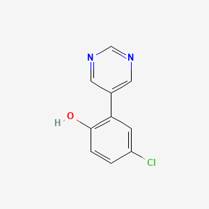 molecular formula C10H7ClN2O B8523395 4-Chloro-2-pyrimidin-5-ylphenol 