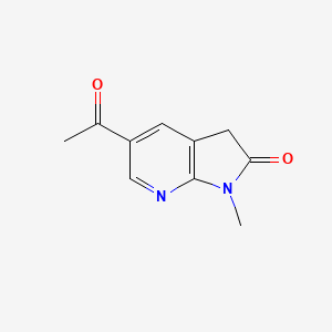 molecular formula C10H10N2O2 B8523405 1-Methyl-5-acetyl-1H-pyrrolo[2,3-b]pyridin-2(3H)-one 
