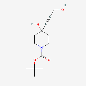 molecular formula C13H21NO4 B8523422 1,1-Dimethylethyl 4-Hydroxy-4-(3-hydroxypropynyl)-1-piperidinecarboxylate 