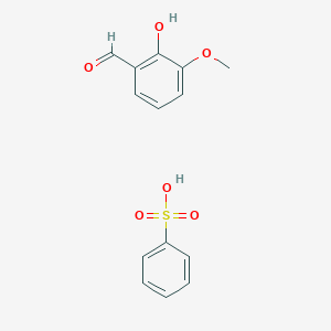 molecular formula C14H14O6S B8523455 2-Hydroxy-3-methoxvbenzaldehyde benzenesulfonate 