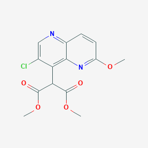 molecular formula C14H13ClN2O5 B8523536 Dimethyl [3-chloro-6-(methyloxy)-1,5-naphthyridin-4-yl]propanedioate 