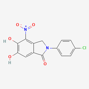 molecular formula C14H9ClN2O5 B8523554 2-(4-Chlorophenyl)-5,6-dihydroxy-4-nitro-2,3-dihydro-1H-isoindol-1-one CAS No. 921196-73-8