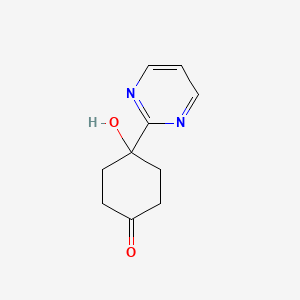 molecular formula C10H12N2O2 B8523569 4-Hydroxy-4-pyrimidin-2-yl-cyclohexanone 