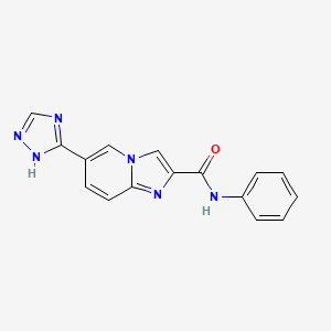 molecular formula C16H12N6O B8523768 N-phenyl-6-(1H-1,2,4-triazol-3-yl)imidazo[1,2-a]pyridine-2-carboxamide 