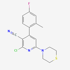 2-Chloro-4-(4-fluoro-2-methylphenyl)-6-(thiomorpholin-4-yl)pyridine-3-carbonitrile