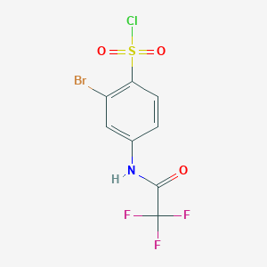 molecular formula C8H4BrClF3NO3S B8524446 2-Bromo-4-(2,2,2-trifluoroacetamido)benzene-1-sulfonyl chloride 