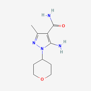 molecular formula C10H16N4O2 B8524465 5-amino-3-methyl-1-(tetrahydro-2H-pyran-4-yl)-1H-pyrazole-4-carboxamide 