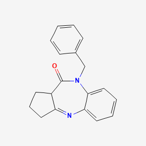 molecular formula C19H18N2O B8524645 9-benzyl-2,3,9,10a-tetrahydrobenzo [b]cyclopenta[e][1,4]diazepin-10(1H)-one 