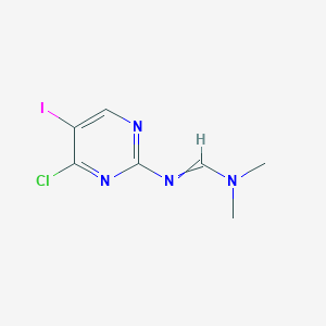 molecular formula C7H8ClIN4 B8524715 N'-(4-Chloro-5-iodopyrimidin-2-yl)-N,N-dimethylmethanimidamide CAS No. 393857-36-8