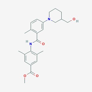 molecular formula C24H30N2O4 B8524742 Methyl 4-[[5-[3-(hydroxymethyl)-1-piperidyl]-2-methyl-benzoyl]amino]-3,5-dimethyl-benzoate 