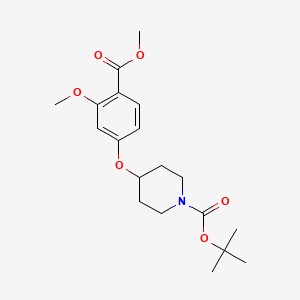 molecular formula C19H27NO6 B8524874 Methyl 2-methoxy-4-(1-Boc-4-piperidyloxy)benzoate 
