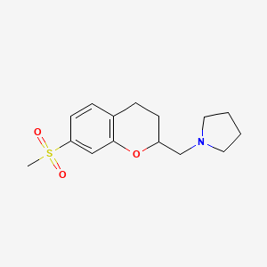 molecular formula C15H21NO3S B8525020 1-{[7-(Methylsulfonyl)-3,4-dihydro-2H-chromen-2-YL]methyl}pyrrolidine 