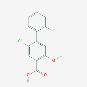 molecular formula C14H10ClFO3 B8525083 2-Chloro-2'-fluoro-5-methoxy-[1,1'-biphenyl]-4-carboxylic acid 