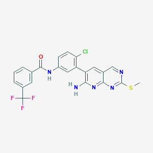molecular formula C22H15ClF3N5OS B8525161 Benzamide,n-[3-[7-amino-2-(methylthio)pyrido[2,3-d]pyrimidin-6-yl]-4-chlorophenyl]-3-(trifluoromethyl)- 