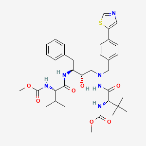 molecular formula C35H48N6O7S B8525232 2,5,6,10,13-Pentaazatetradecanedioic acid, 3-(1,1-dimethylethyl)-8-hydroxy-12-(1-methylethyl)-4,11-dioxo-9-(phenylmethyl)-6-((4-(5-thiazolyl)phenyl)methyl)-, dimethyl ester, (3S,8S,9S,12S)- CAS No. 198903-92-3