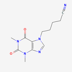 molecular formula C12H15N5O2 B8525233 5-(1,3-Dimethyl-2,6-dioxo-1,2,3,6-tetrahydro-7H-purin-7-yl)pentanenitrile CAS No. 88338-93-6