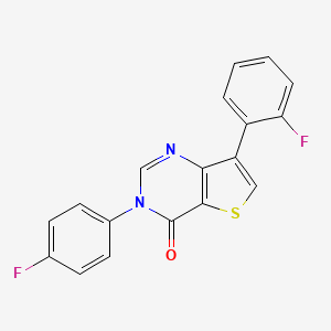 molecular formula C18H10F2N2OS B8525304 7-(2-Fluorophenyl)-3-(4-fluorophenyl)thieno[3,2-D]pyrimidin-4(3H)-one 