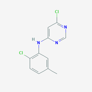 molecular formula C11H9Cl2N3 B8525308 4-Chloro-6-(2-chloro-5-methylanilino)pyrimidine 