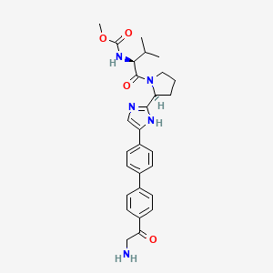 molecular formula C28H33N5O4 B8525361 methyl ((S)-1-((S)-2-(5-(4'-glycyl-[1,1'-biphenyl]-4-yl)-1H-imidazol-2-yl)pyrrolidin-1-yl)-3-methyl-1-oxobutan-2-yl)carbamate 
