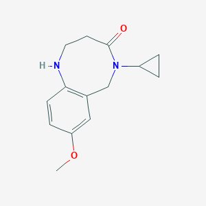 molecular formula C14H18N2O2 B8525377 5-Cyclopropyl-8-methoxy-2,3,5,6-tetrahydro-1H-benzo[b][1,5]diazocin-4-one 