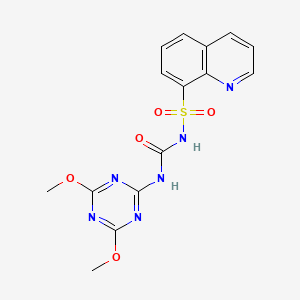 molecular formula C15H14N6O5S B8525697 8-Quinolinesulfonamide,n-[[(4,6-dimethoxy-1,3,5-triazin-2-yl)amino]carbonyl]- 