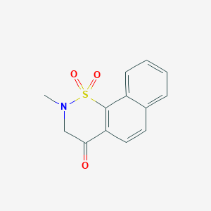 molecular formula C13H11NO3S B8525734 2-Methyl-2,3-dihydro-1lambda~6~-naphtho[2,1-e][1,2]thiazine-1,1,4-trione CAS No. 60206-97-5