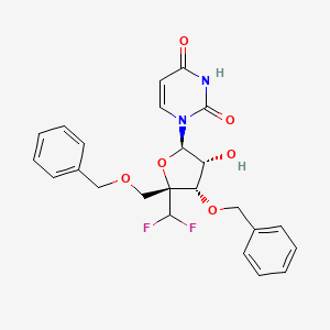 molecular formula C24H24F2N2O6 B8525754 1-[(2R,3R,4S,5R)-4-benzyloxy-5-(benzyloxymethyl)-5-(difluoromethyl)-3-hydroxy-tetrahydrofuran-2-yl]pyrimidine-2,4-dione 