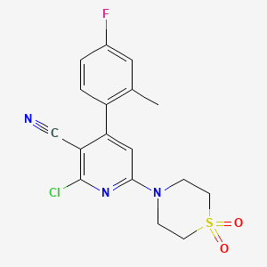 2-Chloro-6-(1,1-dioxo-1lambda~6~,4-thiazinan-4-yl)-4-(4-fluoro-2-methylphenyl)pyridine-3-carbonitrile