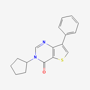 molecular formula C17H16N2OS B8525997 3-Cyclopentyl-7-phenylthieno[3,2-d]pyrimidin-4(3H)-one 