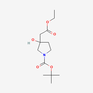molecular formula C13H23NO5 B8526091 Tert-butyl 3-(2-ethoxy-2-oxoethyl)-3-hydroxypyrrolidine-1-carboxylate 