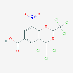 molecular formula C11H5Cl6NO6 B8526346 8-Nitro-2,4-bis(trichloromethyl)-2H,4H-1,3-benzodioxine-6-carboxylic acid CAS No. 61719-68-4
