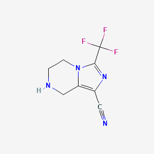 molecular formula C8H7F3N4 B8526529 Imidazo[1,5-a]pyrazine-1-carbonitrile,5,6,7,8-tetrahydro-3-(trifluoromethyl)- 