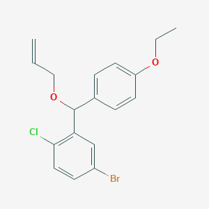 molecular formula C18H18BrClO2 B8526749 2-(Allyloxy(4-ethoxyphenyl)methyl)-4-bromo-1-chlorobenzene 