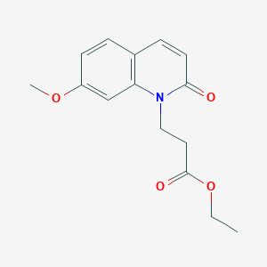 molecular formula C15H17NO4 B8526767 3-(7-methoxy-2-oxo-2H-quinolin-1-yl)-propionic acid ethyl ester 