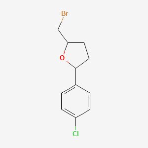 molecular formula C11H12BrClO B8526778 2-Bromomethyl-5-(4-chlorophenyl)-tetrahydrofuran 