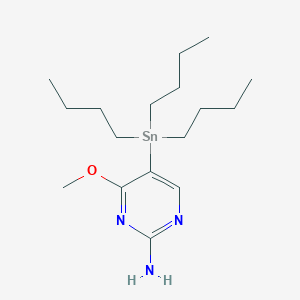 molecular formula C17H33N3OSn B8526819 2-Pyrimidinamine, 4-methoxy-5-(tributylstannyl)- CAS No. 597551-31-0