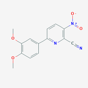 molecular formula C14H11N3O4 B8527005 6-(3,4-Dimethoxyphenyl)-3-nitropyridine-2-carbonitrile CAS No. 897359-60-3