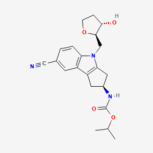 molecular formula C21H25N3O4 B8527097 [(S)-7-Cyano-4-((2R,3S)-3-hydroxytetrahydrofuran-2-ylmethyl)-1,2,3,4-tetrahydrocyclopenta[b]indol-2-yl]-carbamic acid isopropyl ester 