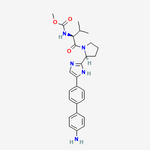 molecular formula C26H31N5O3 B8527280 Methyl ((S)-1-((S)-2-(4-(4'-amino-[1,1'-biphenyl]-4-yl)-1H-imidazol-2-yl)pyrrolidin-1-yl)-3-methyl-1-oxobutan-2-yl)carbamate 