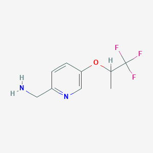 molecular formula C9H11F3N2O B8527423 2-Pyridinemethanamine, 5-(2,2,2-trifluoro-1-methylethoxy)- 