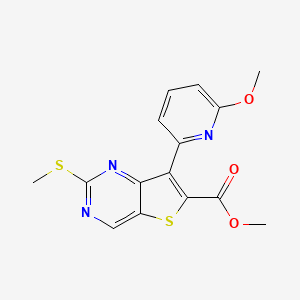 molecular formula C15H13N3O3S2 B8527430 Methyl 7-(6-methoxypyridin-2-yl)-2-(methylsulfanyl)thieno[3,2-d]pyrimidine-6-carboxylate CAS No. 1462949-97-8