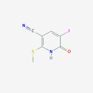 molecular formula C7H5IN2OS B8527465 6-Hydroxy-5-iodo-2-(methylthio)nicotinonitrile 
