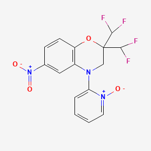 molecular formula C15H11F4N3O4 B8527807 2,2-bis(difluoromethyl)-6-nitro-4-(1-oxidopyridin-1-ium-2-yl)-3H-1,4-benzoxazine 