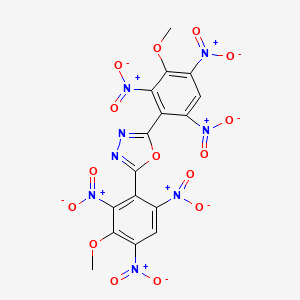 molecular formula C16H8N8O15 B8527822 2,5-Bis(3-methoxy-2,4,6-trinitrophenyl)-1,3,4-oxadiazole CAS No. 65992-09-8