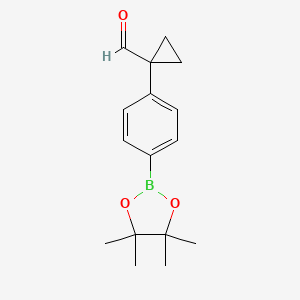 molecular formula C16H21BO3 B8527859 1-(4-(4,4,5,5-Tetramethyl-1,3,2-dioxaborolan-2-yl)phenyl)cyclopropane carbaldehyde 