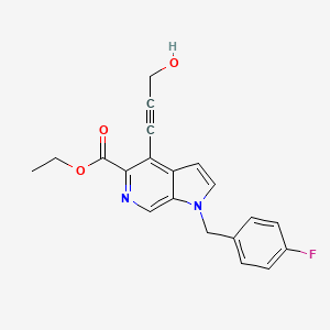 molecular formula C20H17FN2O3 B8528093 1h-Pyrrolo[2,3-c]pyridine-5-carboxylic acid,1-[(4-fluorophenyl)methyl]-4-(3-hydroxy-1-propynyl)-,ethyl ester 