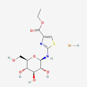 molecular formula C12H19BrN2O7S B8528309 4-Thiazolecarboxylic acid, 2-(beta-D-glucopyranosylamino)-, ethyl ester, monohydrobromide CAS No. 79936-35-9